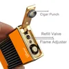 Cigar Lighter Torch Jet Blue Flame Refillable Butane No Gas Flintstone with Punch Accessories for Cigars Q2D4