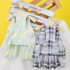 Dog Apparel Plaid Suspenders Cake Dress Summer Pullover Pet Sleeveless Vest Puppy Cat Shirt Skirt Costume For Small Dogs