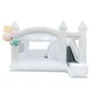 Vitt uppblåsbart studsslott med Slide Commercial Wedding Bounce House Combo for Kids Backyard Luxury Outdoor Game251e