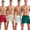 Men's Shorts Men's Casual Underwear Sleep Shorts Satin Boxers Silk Smooth Pajama Shorts Man Solid Color Home Sleepwear Yoga Sports Underpants L230719