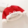 Pullover zima ciepłe ubrania dla dzieci Sweter dla niemowląt dla niemowlęcia dla dzieci chłopcy kreskówka kreskówka Plush Pullovers Solid Sweters HKD230719