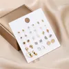 Stud Earrings 15 Pairs/Set Women's Sets Bohemian Fashion Geometric Crystal Moon Coconut Fatima Daisy For Women