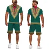 Survêtements pour hommes Été Africain Dashiki T-Shirt/Costume Décontracté 3D Imprimé Style Ethnique Deux Pièces Ensemble Couple Manches Courtes Folk-Personnalisé Survêtement