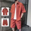 Men S Tracksuits Dynrfit Set Shirt Shorts Summer Sports Short Sleeve Printed Cotton Casual Fashion Cardigan Mock Neck T Shirt 230718