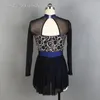 Stage Wear Noir Spandex Top Avec Manches Longues En Maille Lyrique Contemporain Costume Femmes Enfant Spectacle Vêtements Ballet Dancewear 19050