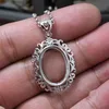 925 Setting Sterling Zilveren Vrouwen Hanger Art Nouveau 13x18mm Ovale Cabochon Semi Mount Hanger Plated Wit Goud Royale Jewelry341l