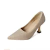 Dress Shoes Women Party Nigh Club Dressing High Heels Pointy Toe Gold Silver Sequined Cloth Bling Pumps Luxury Designer Bride Tacon 45
