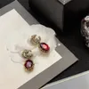 Luxury Stud Double Letter G Designer Brand ggity Earrings Vintage brass Crystal Stone Earring Women's Party Jewelry Gift Box 7745