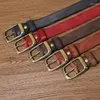 Belts Leather Belt Men's Pure Jeans With Retro Pin Brass Buckle Handmade And Vegetable Tanned