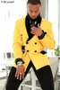 Men's Suits Blazers Yellow for Men 2 Pieces Lapel Double Breasted Prom Party Male Suit Costume Homme Blazer Sets Travel Wear Blazer Pant 230718