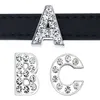 50PCS lot 8mm K Full Rhinestones Silver Slide Letter DIY Charms Fit For 8mm leather bracelet phone strips SL0006211l