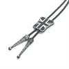 Bolo Ties Fashion Western Cowboy Bolo Tie British Flag American Flag Metal Buckle Black Leather Neckie Men's Halsbandsmycken HKD230719