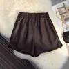 Shorts Feminino Coreano Cintura Alta Fino Linha A Perna Larga Casual Solto Roupas Femininas de Couro Plástico Combinando Verão T410