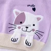 Pullover 2023 Spring Autumn Girls Knitting Vest Cartoon Brodered Cat Baby Coat Sticked tröja Vest Kids Ytterkläder Barn Jackor HKD230719