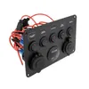 Painel de interruptores de barco de 5 gangues Painel de interruptores de carro à prova d'água Voltímetro digital Porta USB dupla Saída de 12V Combinação Marine LED Rocker Car267E