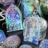 Gift Wrap 6Pcs/Lot Crystal Flower Window PET Sticker Set Stereoscopic Laser Silver Moonlight Collage Decorative Scrapbooking DIY Craft