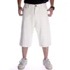 Jeans Masculino Hip Hop Calças Cropped Loose White Tide Hip-hop Skate Calças Capri Calças Masculinas Denim De Verão