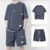 Mens Tracksuits summer Oneck Tshirt mens comfortable knee length street clothing Ulzzang College Fashion All match handsome and casual 230718