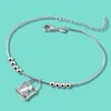 Anklets Original 925 Sterling Silver Ankle Lock Pendant Snake Chain 28CM Bracelet Beach Sandal Jewelry