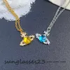 Western queen mother Classic brand logo pendant necklace, yellow and blue two colors optional, classic fashion, essential gift