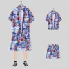 Мужские спортивные костюмы пляж Стиль мужская гавайская рубашка с двумя частями винтажный графический принт 2 кусочка шорты для рубашки с коротким рукавами костюмы 230718
