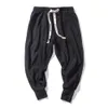 Män s byxor män s bomullslinne harem fast elastisk midja streetwear joggers baggy drop crotch casual byxor 230718