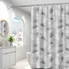 Ducha Cortina de ducha impermeable y antimoho de alta calidad, cortina de baño de hojas blancas y negras con gancho