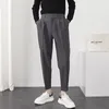 Herrenhosen Mode Männer Casual Hosen Elastische Taille Kleine Füße Schlank Koreanischen Stil Plissee Konische Männliche Blazer Hosen Hosen Streetwear 230718