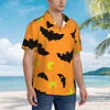 Chemises décontractées pour hommes chemise Halloween chauves-souris et lune à manches courtes été hommes col rabattu bouton vêtements