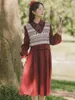 Casual Dresses Spring Autumn Women Korean 2 Pieces Set Warm Knitted Sweater Vest And Long Sleeve Solid Mini Dress Office