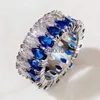 Band Rings Huitan Fashion Eternity Promise Rings Women Colorful Cubic Zircon Stylish Female Cessories For Party Daily Wear Luxury Jewelry J230719