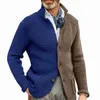 Heren Truien Heet Heren Trui Jas Revers Effen Kleur Lange Mouwen Zakken Single-breasted Warm Houden Breien Casual Dik Winter Vest L230719