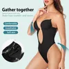 Kvinnors shapers sexig djup v hals rygglös kropp shaper bra bodysuit thong shapewear kvinnor naken svart osynlig mage kontroll underkläder bröllop 230719