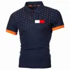 2023 Summer Men Polo Shirt قصيرة الأكمام أعلى الأزياء المطبوعة Dot Slim Fit Golf Wear Terts for Men Shorts Polo 4XL
