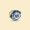 Аутентичная Pandora 925 Серебряное серебряное очарование Blue Pansy Flower Dangle Fit Beads в стиле Европы для изготовления браслетов 790777C02308M