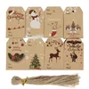 Decorazioni natalizie 100pcs Merry Kraft Paper Gift Wrapping Label Card Artigianato fai-da-te Hang Tag Ornamento appeso Decorazione per feste