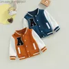 Coat Children's baseball jacket boys and girls baby jacket letter pattern long sleeved buttons front jacket spring and autumn children's clothing Z230720