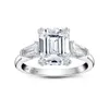 Bagues de cluster Wong Rain 925 Sterling Silver Emerald Cut Créé Moissanite Gemstone Engagement Wedding Diamonds Ring Fine Jewelry 284G