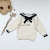 Pullover Spring Autumn Baby Kids Girls Long Sleeve Pure Color Knit Sweater Naval Style Kids Girls Pullover Sweaters Children's Clothes HKD230719