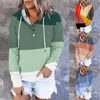 Kvinnors hoodies tomma tröjor Kvinnor Kvinna Zip Up Hoodie Womens Casual Print Lång ärm Pullover Button Hooded Sweatshirt