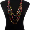 Pendant Necklaces 2023 Fashion Long Coconut Shell Necklace For Women Bohemian Knit Handmade Multicolor Wood Beads Ethnic Wholesale