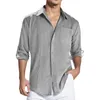 Mens Casual Shirts Katoen Gewichtsverlies en Warm Pocket Gesp Revers Lange Etnische Street Fashion Vakantie Europese Amerikaanse Stijl 230718