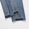 Jeans da uomo azzurri vintage per uomo e donna Pantaloni di mucca traforati larghi e dritti di alta qualità