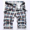 Męskie spodenki Aboorun Men Plaid Printed Denim Forts Tieb Dye Red Hole Dine dżinsowe szorty letnie dżinsy L230719