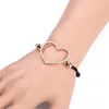 Link Bracelets Big Heart Charm Rose Gold Silver Color Adjustable Rope Bracelet For Women Party Jewelry Gift 11.11