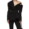 Costumes pour femmes 2023 Off épaule Asymétrique Blazer Pour Femmes Mode Bandage Costume Veste Mujer Y4002