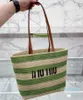 Miu Bag Leisure Shopping the Tote Bag for Women Fashion Manual Weave Straw Fabrics Large 24 Vacation Beach Bags Réutilisable City Beach Bags Designer Stripe Handbag