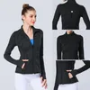 LL-6198 Fitness Wear Womens Yoga Outfits Sportswear Cardigan Extérieur Vestes Vêtements de Plein Air Casual Adulte Running Exercice À Manches Longues Col Montant