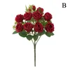 Flores decorativas 30 cm rosa artificial buquê de seda rosa 10 hesds decoração falsa para casa casamento falso a0y8