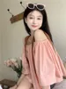 Women's T Shirts GY4043 French One Shoulder Shirt Summer Loose Design With Unique Flare Sleeve Doll Neck Top Fashion